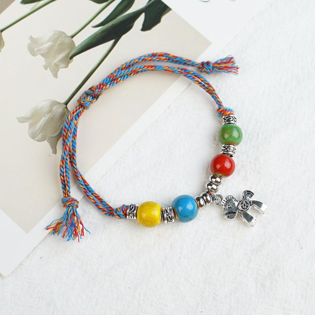 Ceramic beaded bracelet small fresh ancient style national style simple bracelet summer