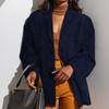 Women's Retro Suede Blazer, Casual Loose Single-Breasted Long Sleeve Office Coat