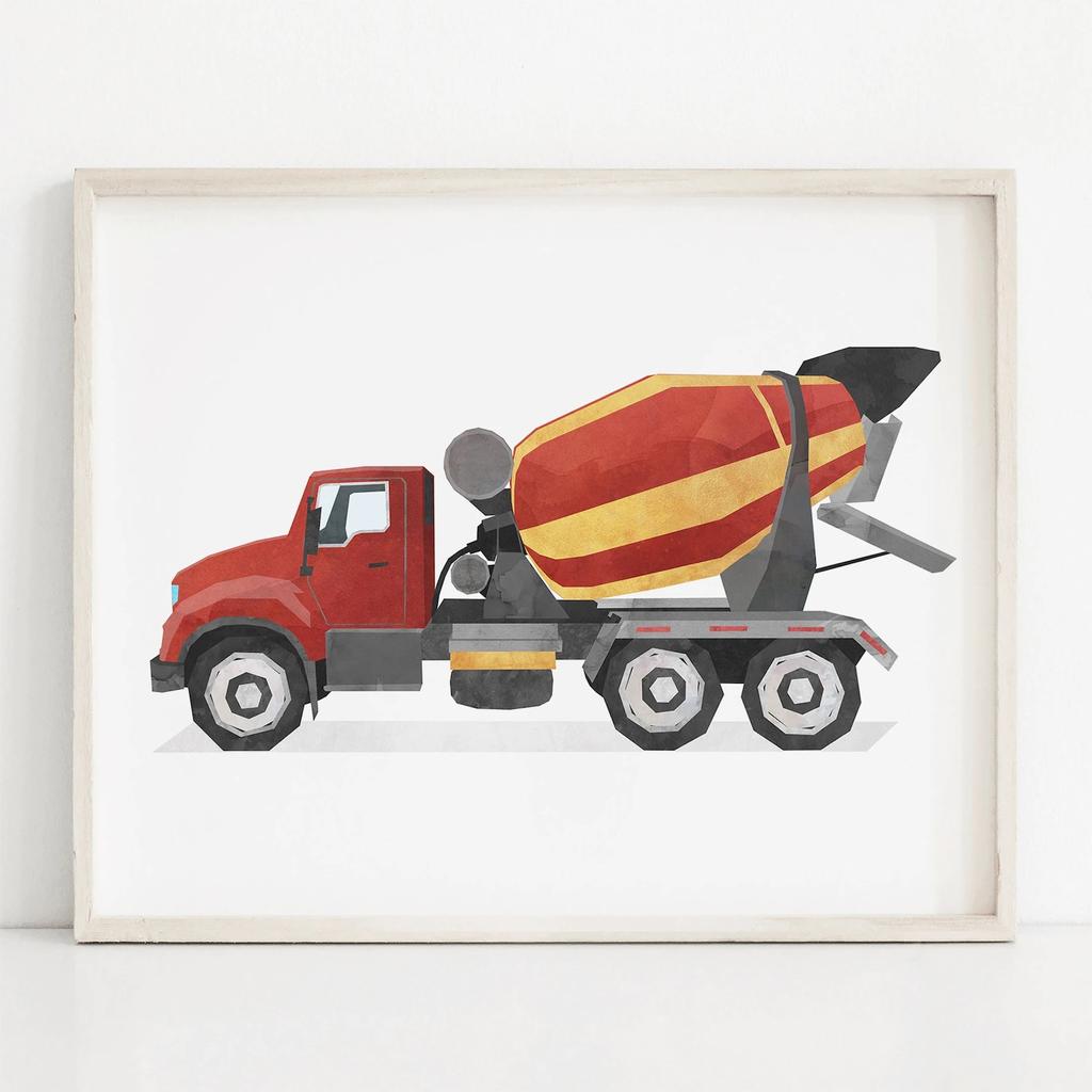 Nordic Style Engineering Vehicle Canvas Art Paintings Watercolor Poster and Prints Nursery Wall Art Picture for Home Decoration No Frame