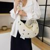 Women Nylon Bow Tie Crescent Crossbody Bag Large Capacity Quilted Dumpling Bag Padding Shoulder Bag Puffy Simple Satchel Bag CLE