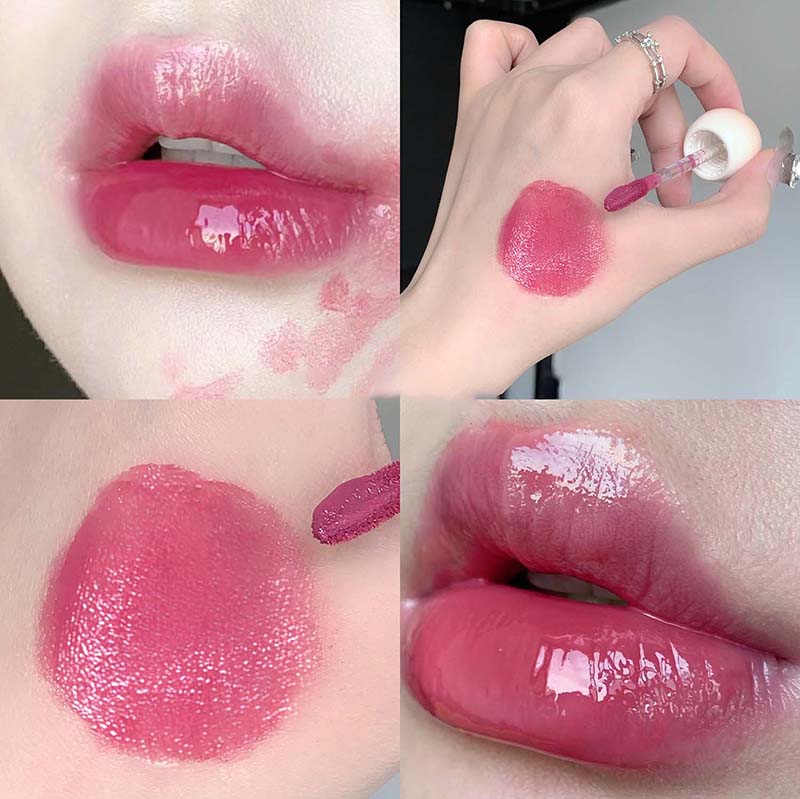 Sexy Mirror Water Light Lip Tint Liquid Lipstick Non-Stick Cup Red Lip Gloss Ice Tea Lipgloss Women Cosmetics Lip Glaze Mist Lip Stick Female Makeup