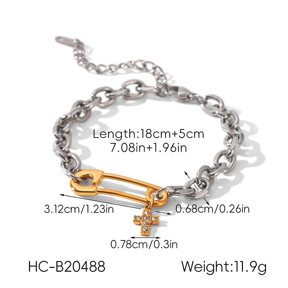 

Stainless steel hammered open bangle, light luxury high-end look, safety pin bracelet, titanium steel, non-fading hand jewelry
