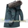 Men's 2025 Mid-Length White Duck Down Jacket with Fur Collar, Plus Size Thick Winter Outerwear