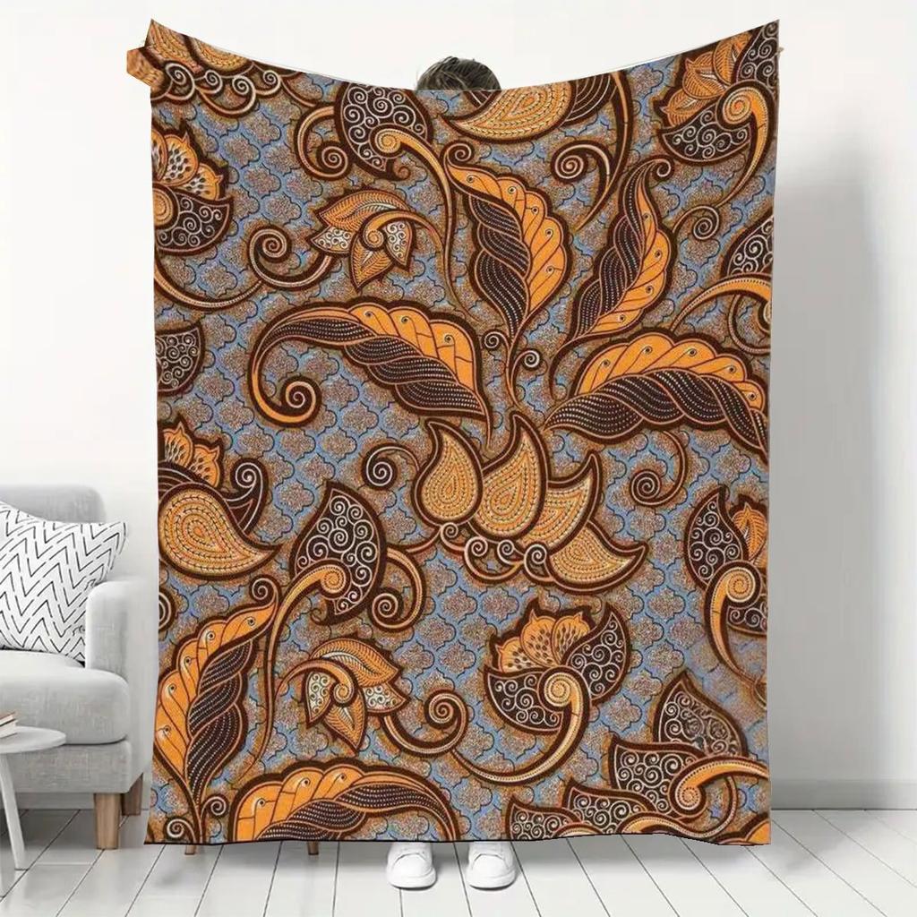 Southeast Asian Badik Pattern Flannel Blanket, Soft, Skin-Friendly, and Warm for All Seasons. Can Be Used as a Bedroom, Living Room, or Sofa Throw, or