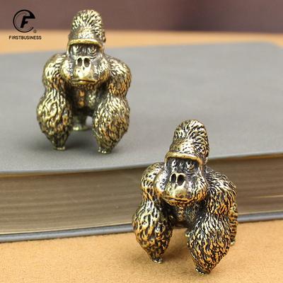 Laiton Massif Gorille Petite Statue Ornement de Bureau Décoration Collection Artisanat Animal Orang-outan Figurine Miniature Jouet Cadeaux