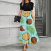 Short Sleeve Women's Dress Casual Flowy A-Line Midi Tshirt Dresses With Pockets Crewneck Vocation Boho Beach Sundress