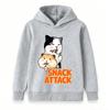 Kids Boys Girls Hoodie, Cute Cat Hamster Snack Attack Print Casual Long Sleeve Pullover Sweatshirt for Daily Wear