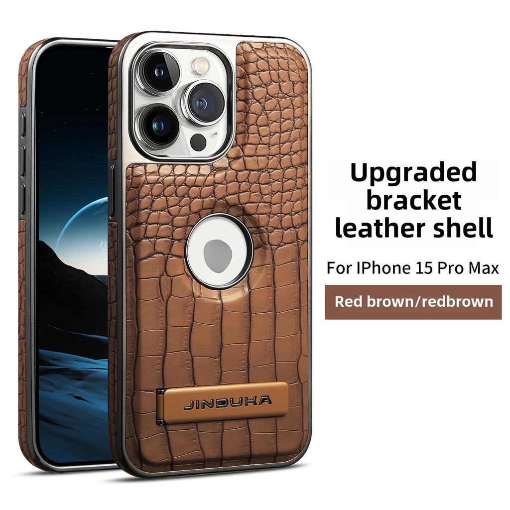 16 Pro Max Electroplat Crocodile Texture Leather Magnetic Phone Case for IPhone 14 Pro Max 13 12 15 16 Bracket Protective Cover