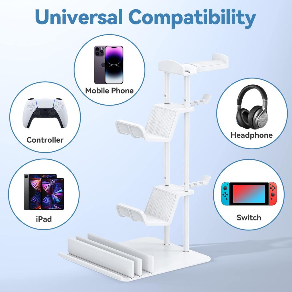 KDD Headphone Stand Game Controller Holder Headset Holder Desk Earphone Stand with Aluminum Support Bar Universal Storage Organizer for Phones &
