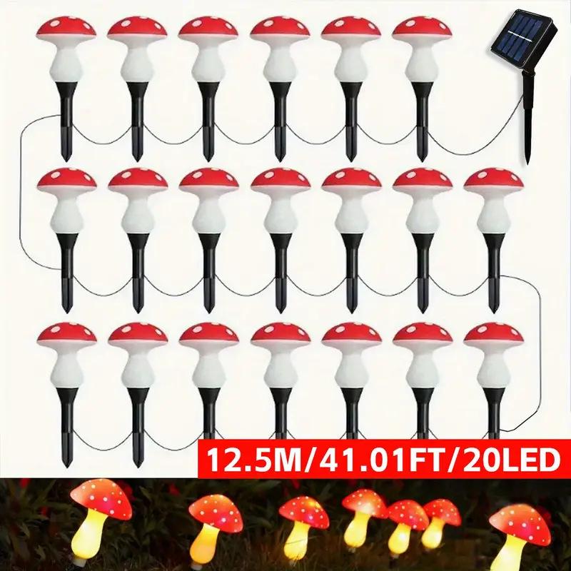 LED Solar Mushroom String Lights for Outdoor Garden and Courtyard Decor