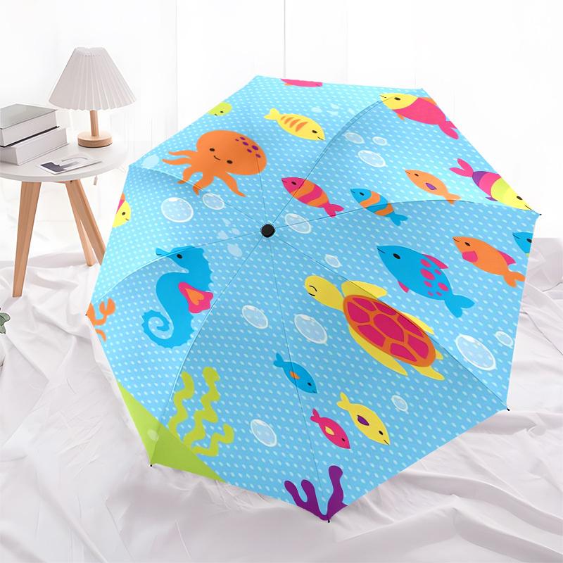 1pc Underwater Sea Life Scene Umbrella with Plastic Handle,Suitable for All Seasons UmbrellaPT486