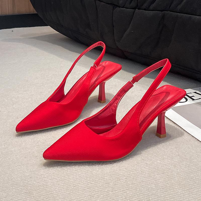 New Summer High Heel Women Sandals Fashion Cover Toe Singbacks Mules Shoes Ladies Elegant Dress Slip On Pumps
