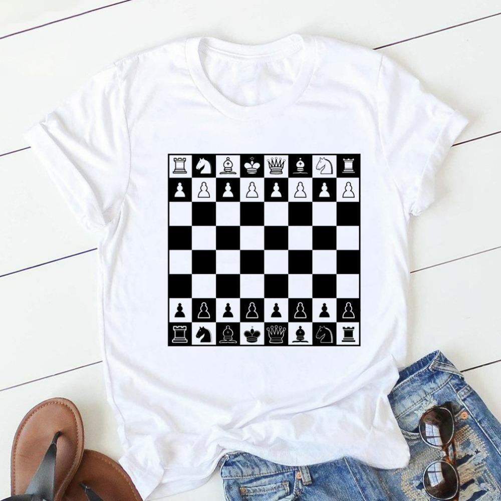 Creative Chess T-shirt The Game Chess Print Funny T Shirts Men Women Unisex Casual Tops White T-Shirt Graphic TShirts Streetwear