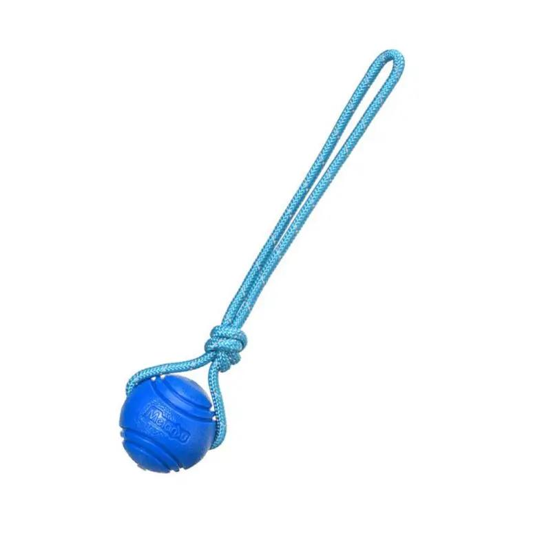 Dog Training Ball on Rope Cotton Rope Ball Toy Nontoxic Durable Interactive Dog Toy for Big Small Dogs Catching Throwing Tugging (Blue,6cm) синий