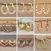 Vintage Court Style Creative Gold Geometric Round Earrings Women Exaggerated Color Clash Wedding Temperament Jewelry Accessories