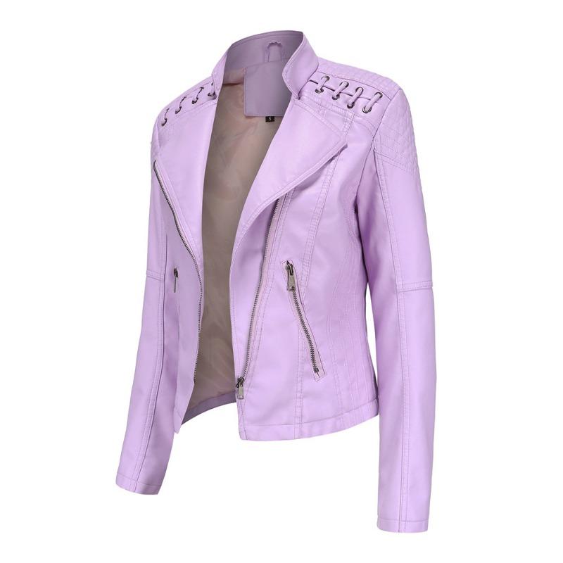 New Spring and Autumn Women's Leather Jacket Women's Jacket Slim Thin Small Jacket Women's Motorcycle Clothing Leather Jacket