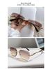 European & American Square Frameless Sunglasses: Men's Sawtooth & Women's Leopard Head Metal Fashion