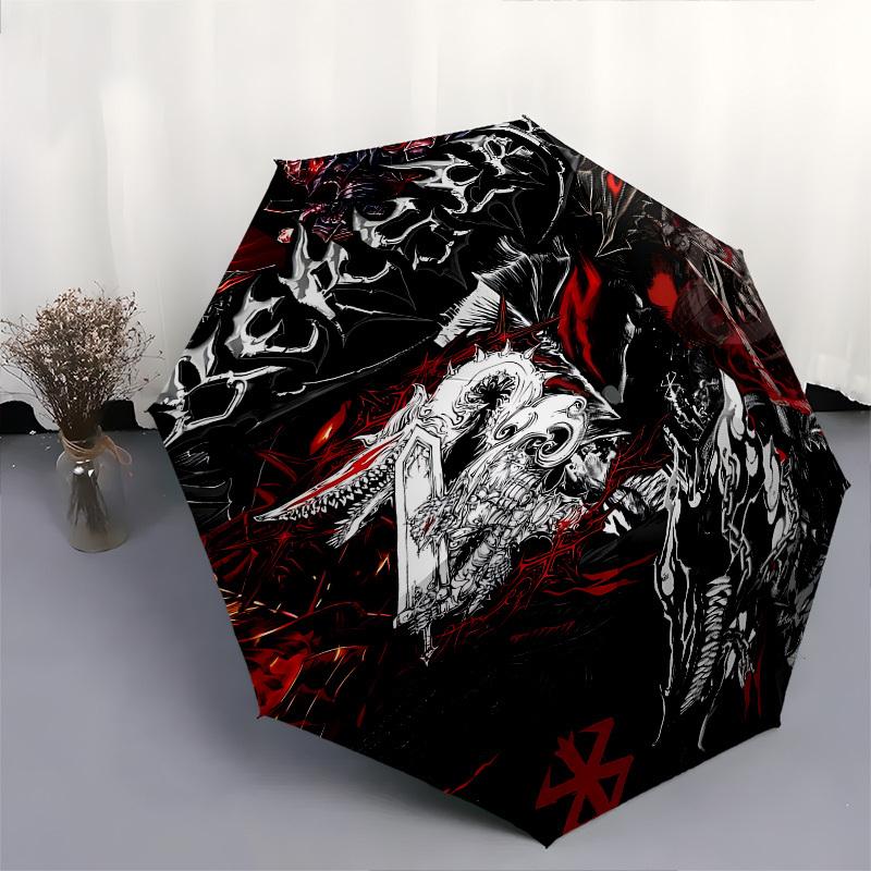 Dark Fantasy, Gothic Art Themed Automatic Opening and Closing Umbrella, Brightly Colored 8-rib Portable Umbrella, Suitable for Men and Women