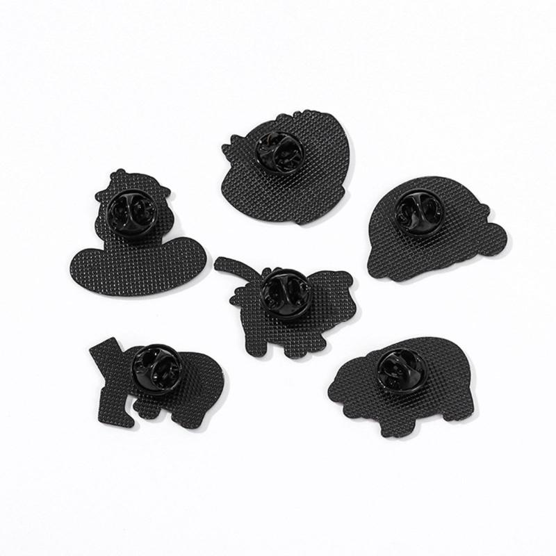 6 Pack Cuteness Hippo Brooch Adorable Animal Pin Stylish Lapel Pin Alloy Texture Suitable for Bag and Cloth Decoration