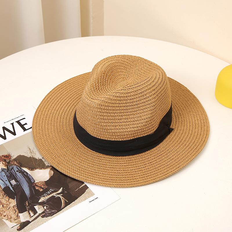 Wide Brim Panama Fedora Straw Hat - UPF Protection, Crochet Weaving, Mature Style - Ideal Summer Beach Sun Hat for Men and Women