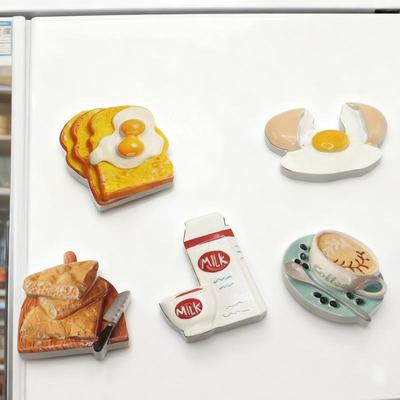 Aimant de Réfrigérateur en Résine Nourriture Petit Déjeuner 3D - Ornement Décoration Maison