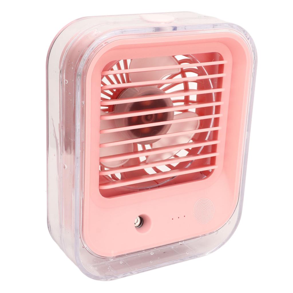 Desktop Fan Pink Low Noise Rechargeable Mini Portable Water Spray Fan with LED Light