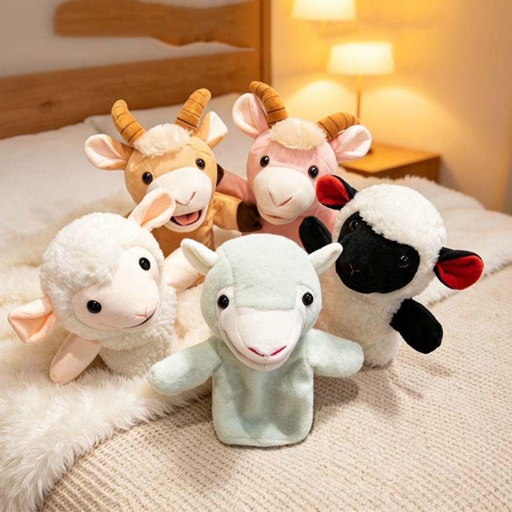 Cartoon Stuffed Hand Doll Cute Stuffed Plush Animal Toy Goat Sheep Plush Puppets Interactive Props