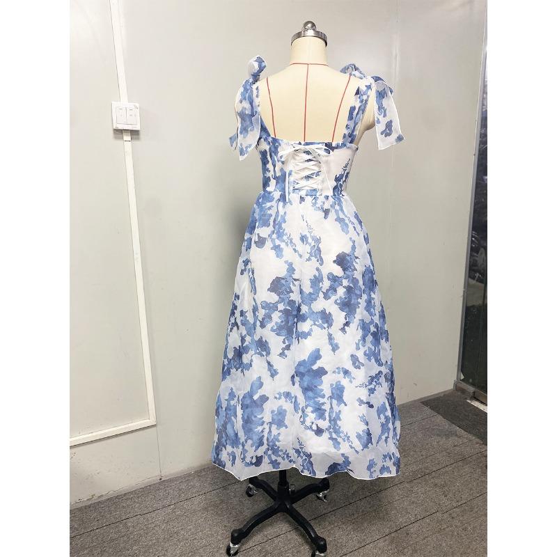 Rochie de seară cu zână din organza de modă pentru femei fără umăr