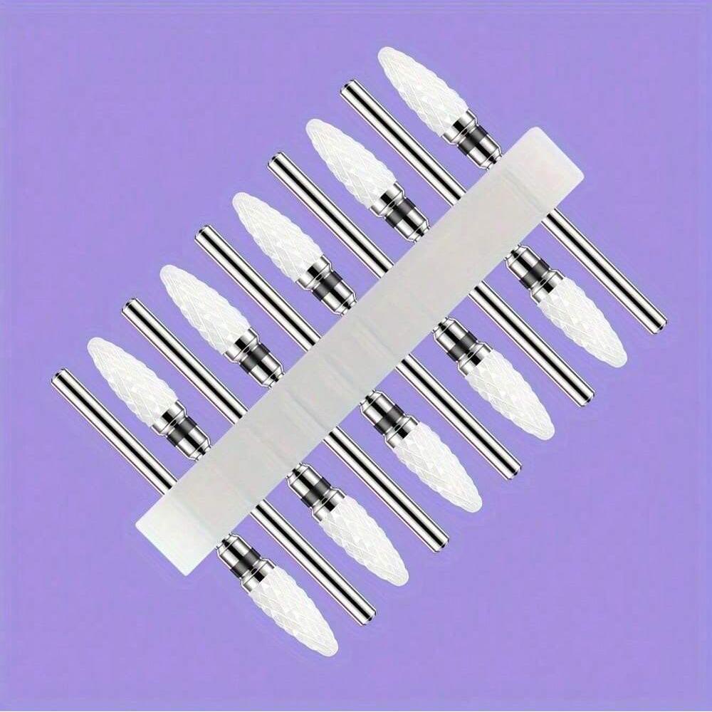 10pc/Set Ceramic Milling Cutter Nail Drill Bits Burr Gel Polish Remove Tools Cuticle Electric Manicure Files Kit Accessories