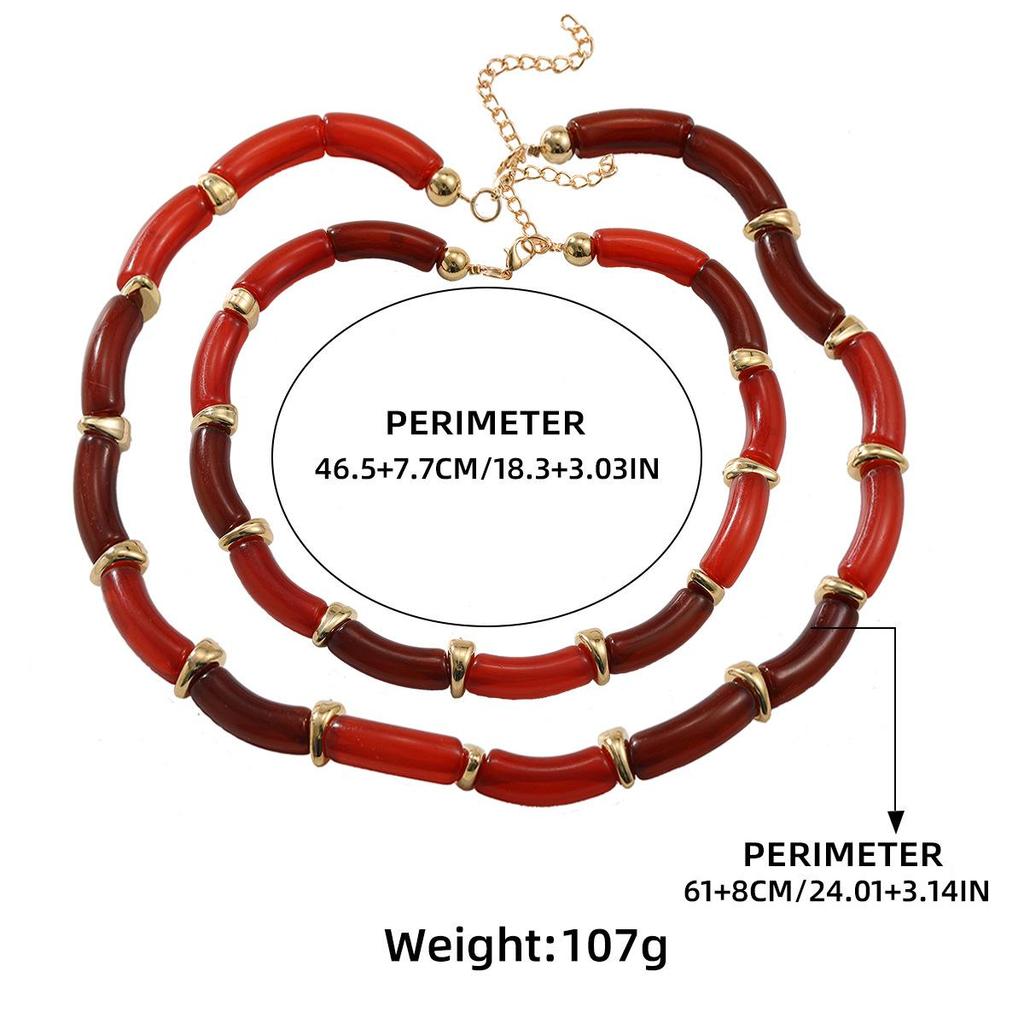 Z Serie Mehrschichtige Bambusharz Halskette im Retro-Stil für Damen