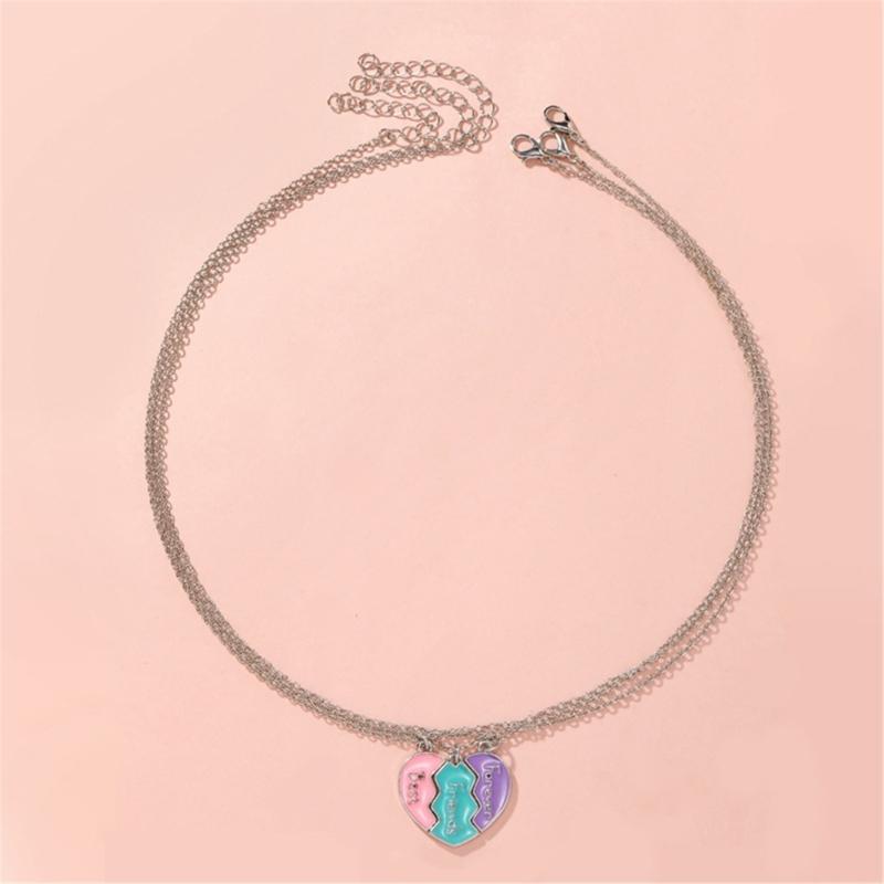 Zestaw 3 naszyjników przyjaźni z puzzlem w kształcie serca Symbolizujący przenośną więź dla modnych kobiet i entuzjastów mody