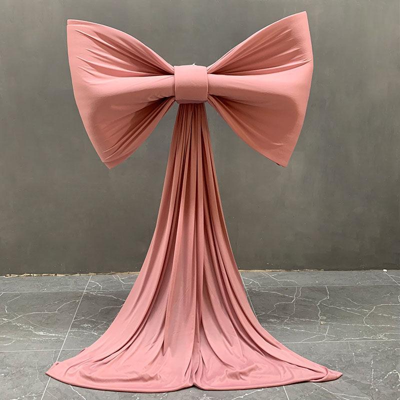 

1pcs Large Satin Bow with Long Tulle Drapes for Wedding Backdrop Romantic Party Decoration Photography Prop Display Event Decor 60x100cm