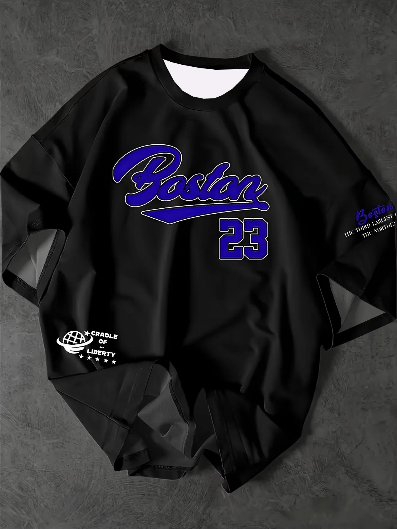 

Мужская спортивная майка с принтом Boston 23, футболка с коротким рукавом, летняя графическая футболка, бейсбольные майки, большой размер, женская спортивная футболка 4XL