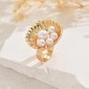 2025 new style women's jewelry geometric inlaid pearl design pleated ring niche open index finger ring