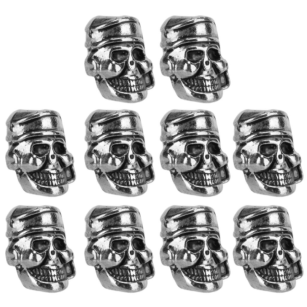 10Pcs Paracord Beads Metal Skull Pendant Buckle 4.5mm Hole for Knife Lanyards DIY Tool
