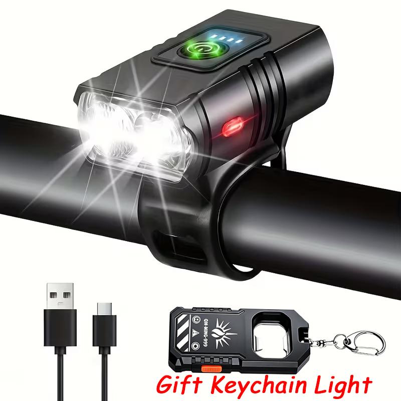 Front Bike Light USB Rechargeable Power Display Bicycle Led Light Waterproof Bicycle Headlight Flashlight Cycling Accessories