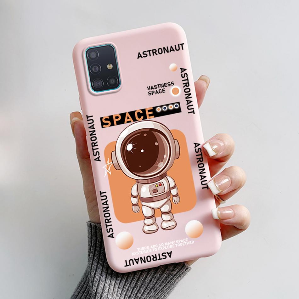 Case For Samsung A51 A71 A31 Phone Case Astronaut Liquid Silicone Full Protection Back Cover For Samsung Galaxy A 51 71 31 Capa