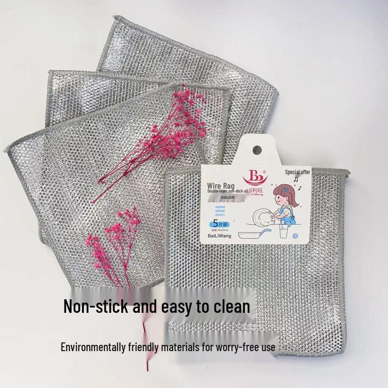Thickened Absorbent Lint-Free Dishcloths with Gold & Silver Threads for Cleaning Glass