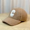 New Hat Women's Autumn and Winter C Letter Lamb Wool Warm Baseball Cap Korean Style Casual Peaked Cap for Women Outdoor Travel