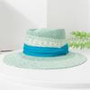 New Spring And Summer British Style Color Matching Hand-Woven Straw Hat Children Travel Vacation Visor Big Edge
