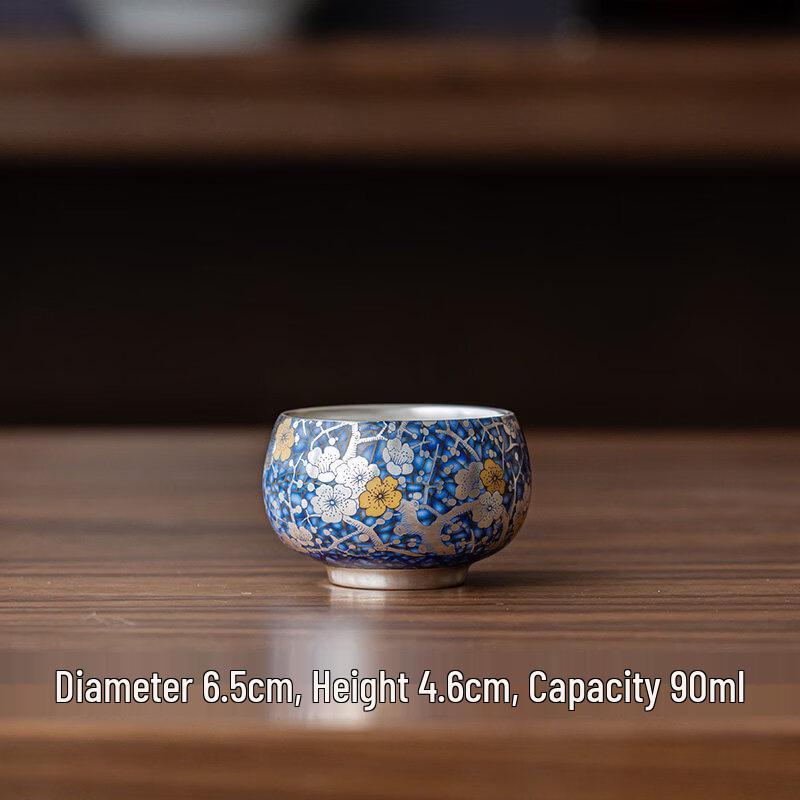 

Gilded Silver Ice Plum Ceramic Teacup