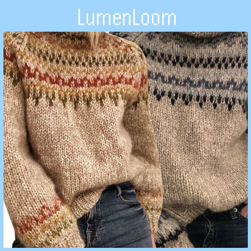 Cozy Women's Knitted Pullover Overwear Featuring Fashionable Stripe Pattern For Winter