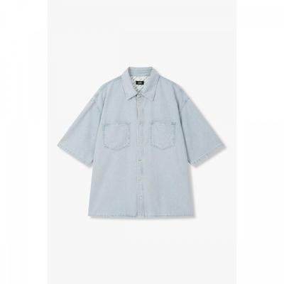 Stripe Denim Short Sleeve Shirt 91m6221224 