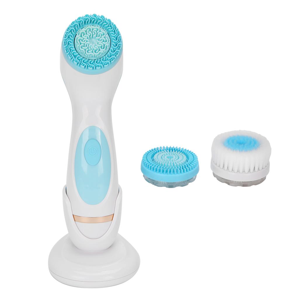 USB Charging Electric Facial Cleansing Brush Waterproof Silicone Face Pore Cleaner (Blue)