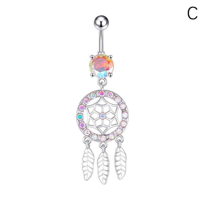 Stainless Steel Clouds Water Drop Navel Ring Zircon Barbell Pendant Belly Button Ring For Women Body Piercing Jewelry