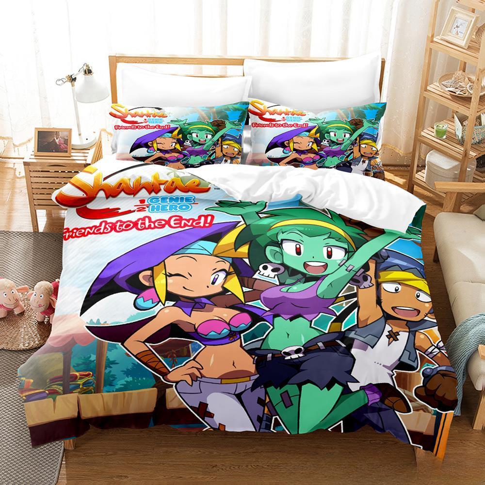 Nová ložní souprava Shantae Half-Genie Hero Jednolůžková Twin Full Queen King Size Ložní souprava Dospělá Dětská Ložnice Sady Povlečení 3D Anime Hra