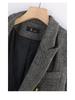Women's Coffee-Colored Wool Blend Suit Jacket - Winter 2025, Padded, Thick, Loose Fit, Large Size.