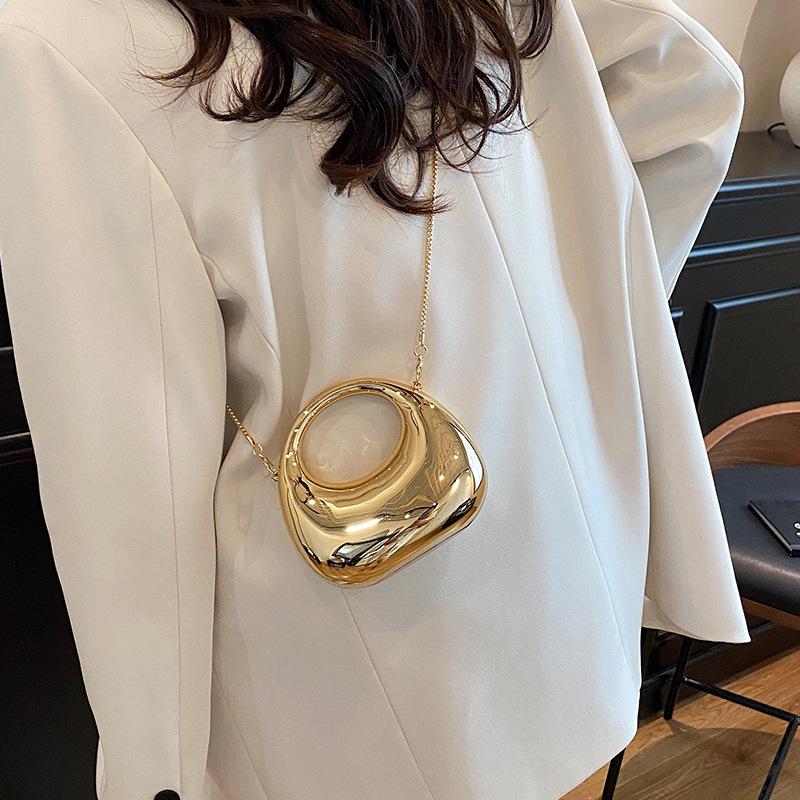 Women's Shiny Mini Crescent Chain Bag - Exquisite Lipstick & Coin Crossbody Purse