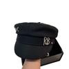 Diamond-encrusted Letter RB Wool Newsboy Hat European and American Versatile Black Woolen Navy Hat Fashionable Personalized Rivet Cap