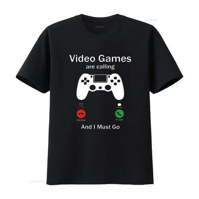 Mens Video Games Are Calling And I Must Go Funny Console Gamer T Shirt Black 3X Large Vintage Washed Graphic Casual Breathable